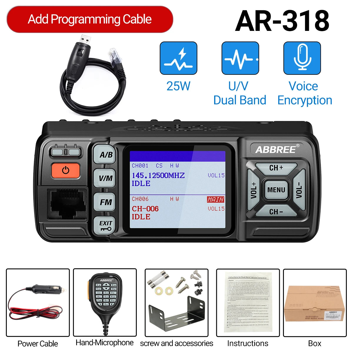 Mini Mobile Radio with Long Range Dual Band and Voice Encryption