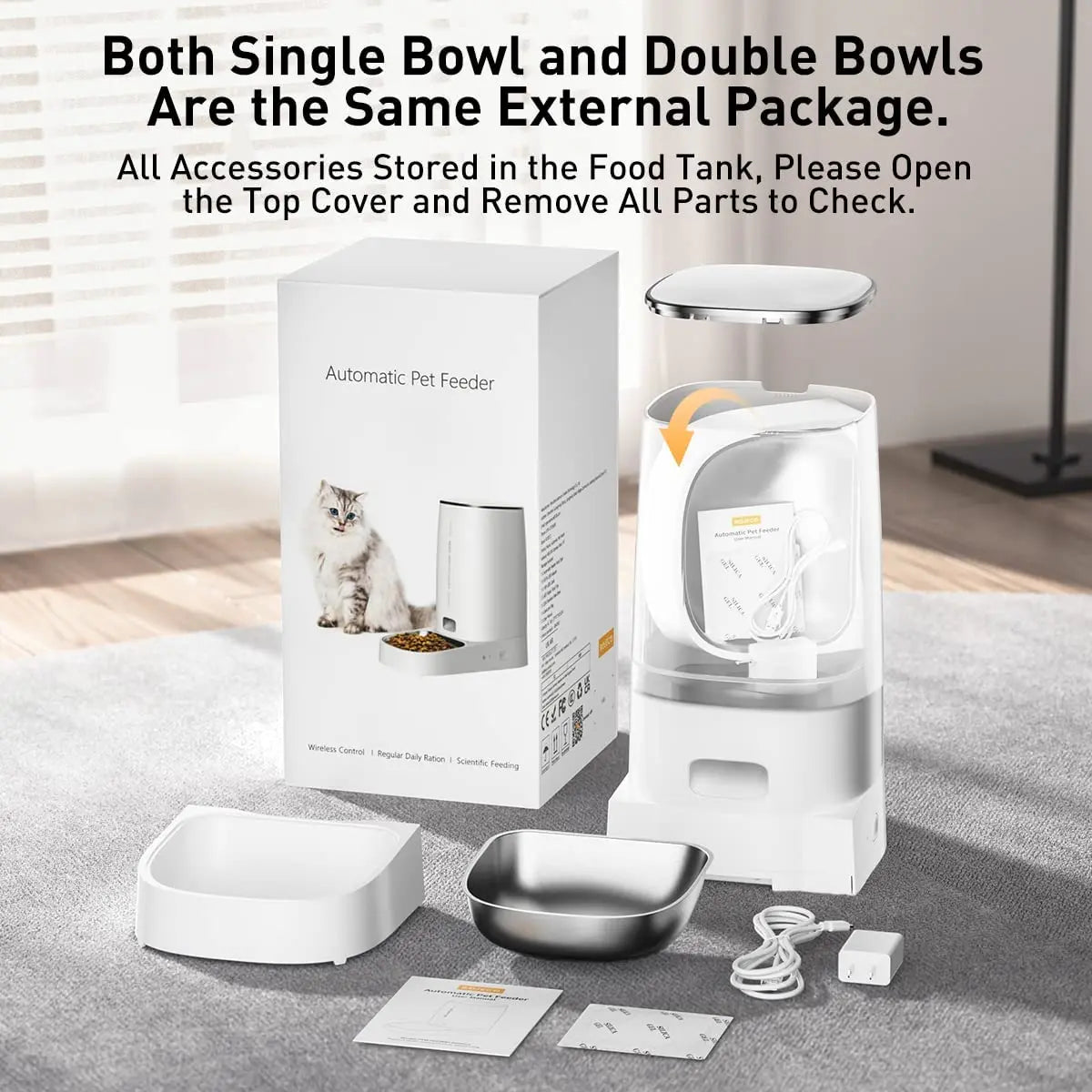 Smart WiFi Cat Feeder with Remote Control Auto Dispenser