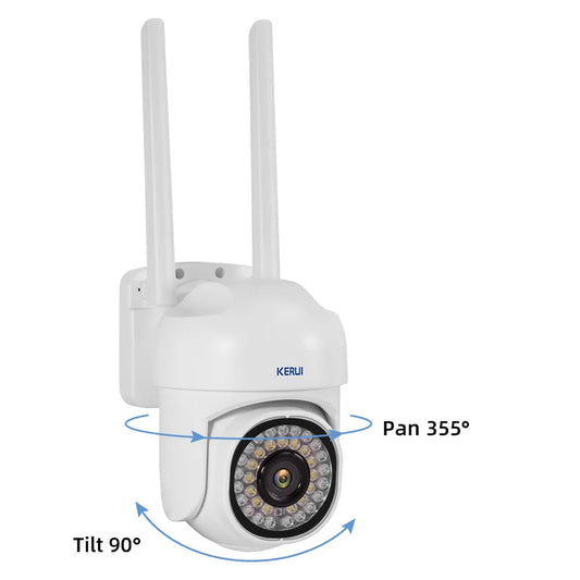 KERUI 5MP Auto-tracking PTZ IP Camera WiFi for Outdoor Ai Detection Alert CCTV Camera Color IR Light Audio Video Surveillance - Home Smart Direct