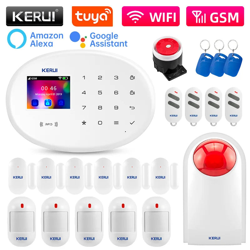 KERUI W202 Home Security Alarm Kit WiFi GSM Alarm System Tuya Smart Home Door Sensor Motion Detector Protection Remote Control - Home Smart Direct
