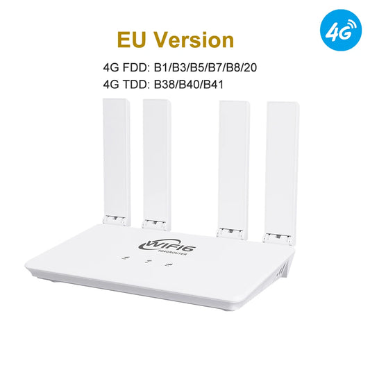 Portable 4G WiFi6 Router SIM Modem 300Mbps LAN Portable Wireless Router