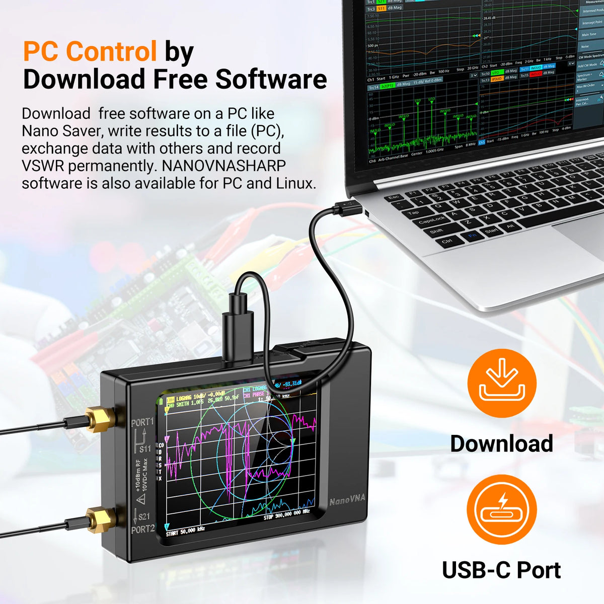 NanoVNA-H Vector Network Antenna Analyzer 10kHz to 1.5GHz with SD Card