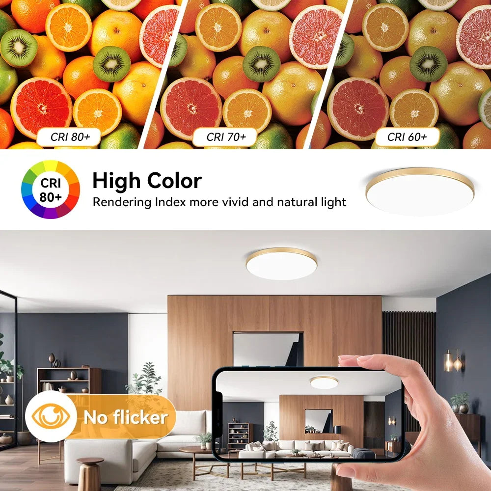 Modern LED Ceiling Light with Remote Three Color Dimming - Home Smart Direct