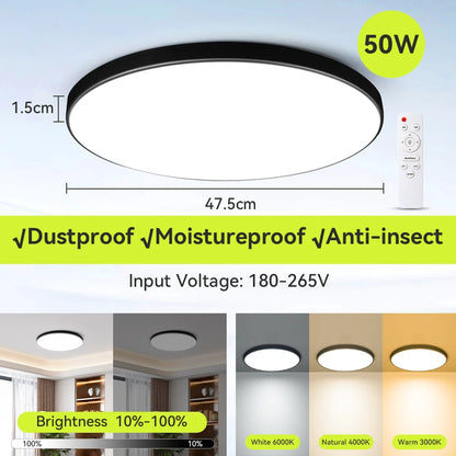 Dimmable LED Flush Mount Ceiling Light with Remote - Home Smart Direct