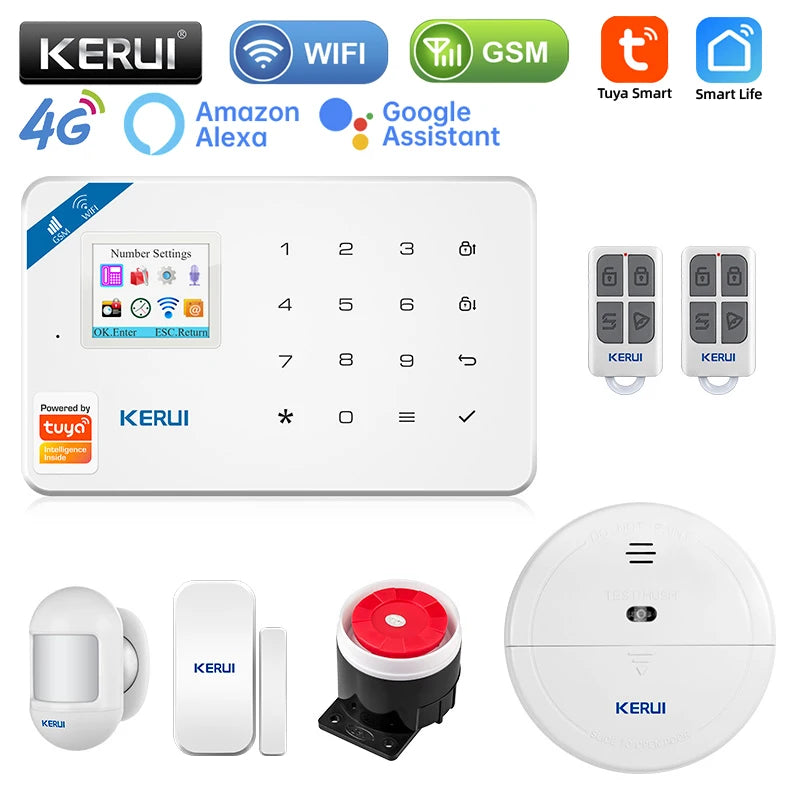 KERUI Smart Home Alarm 4G Window/Door Motion Sensor Siren Security System Kits Tuya Smart APP Control WIFI GSM Anti Theft W184 - Home Smart Direct
