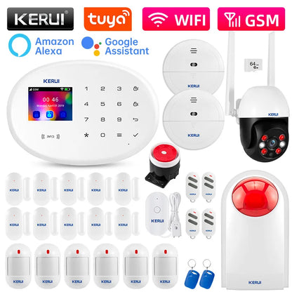 KERUI W202 Home Security Alarm Kit WiFi GSM Alarm System Tuya Smart Home Door Sensor Motion Detector Protection Remote Control - Home Smart Direct