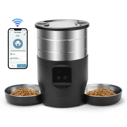 WiFi Automatic Cat Feeder with Dual Stainless Steel Bowls