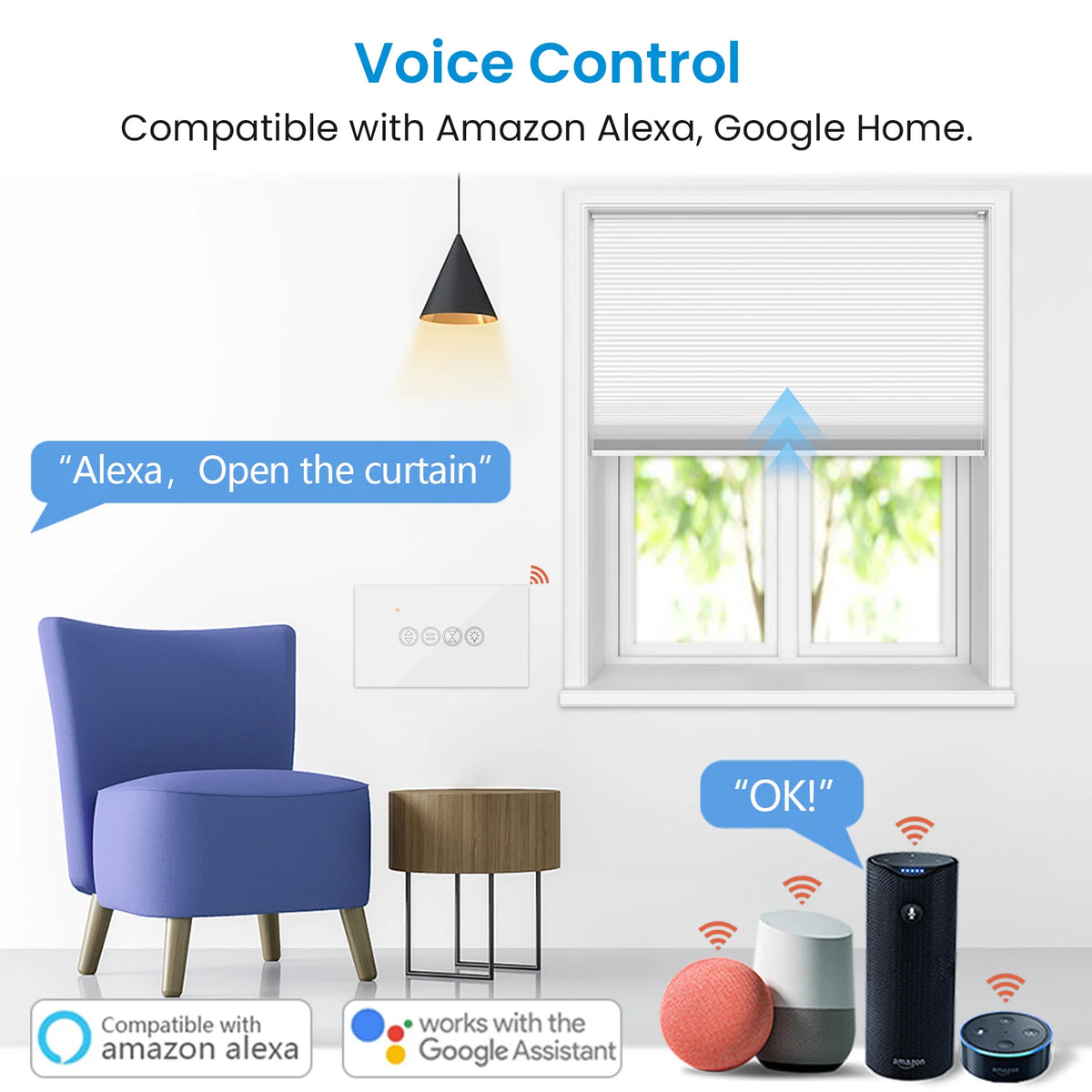 LoraTap ZigBee 3.0 Tuya Smart Life Roller Shutter Curtain Light US Switch for Motorized Blinds Work for Alexa Google Home - Home Smart Direct