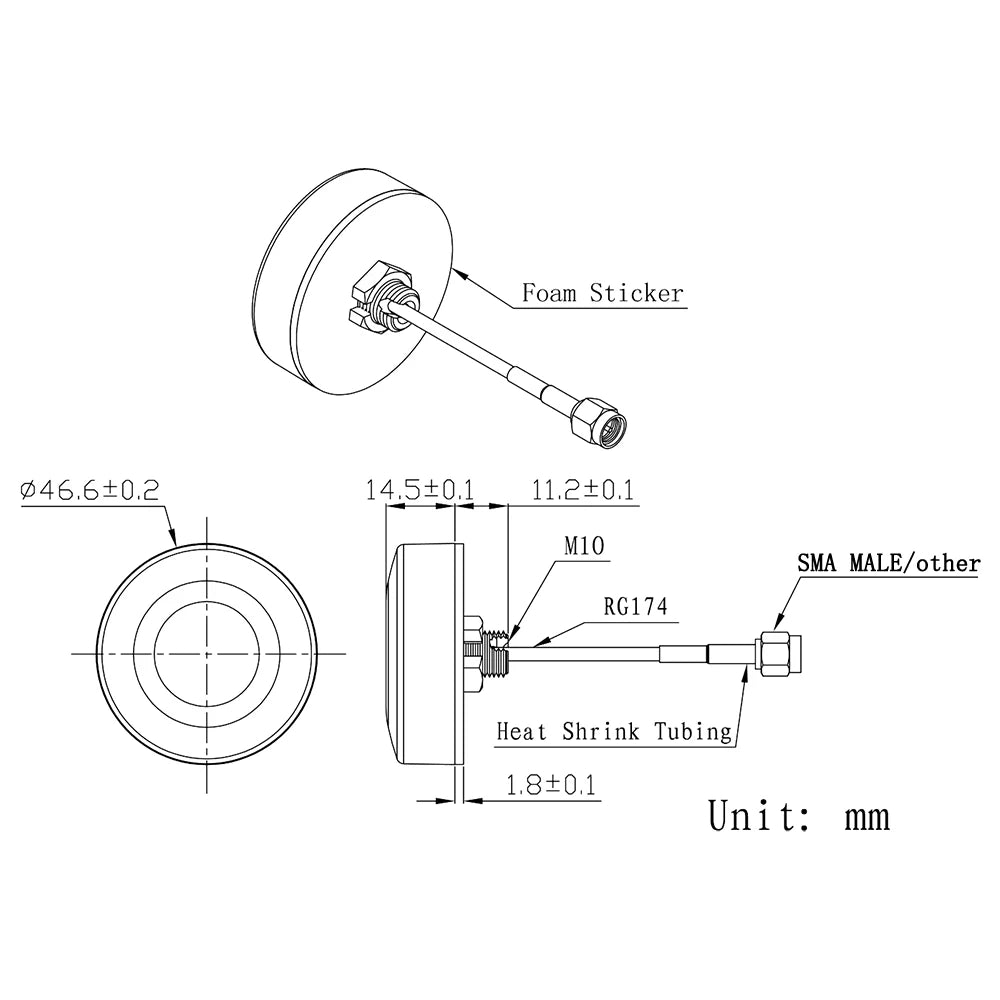 Waterproof Screw Mount GPS GNSS Antenna with SMA Fakra Connector