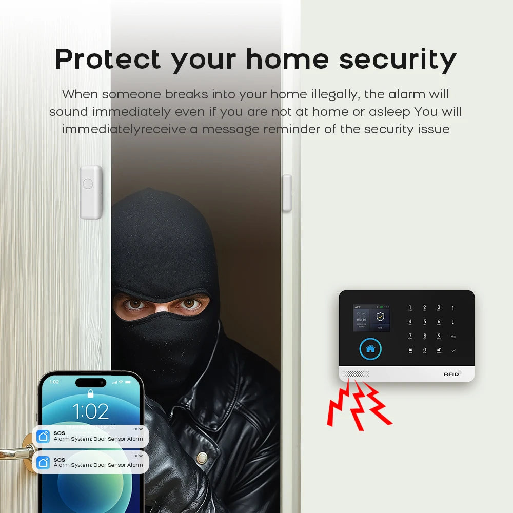 PGST WiFi GSM 2G Tuya Smart Life Home Alarm Security System Kit Alexa Automation Alarm Security Protection Door Motion Detector - Home Smart Direct