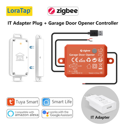 Tuya ZigBee 3.0 Garage Door Wireless Sensor Opener Controller Switch Control by Smart Life Works with Google Home Echo Alexa - Home Smart Direct