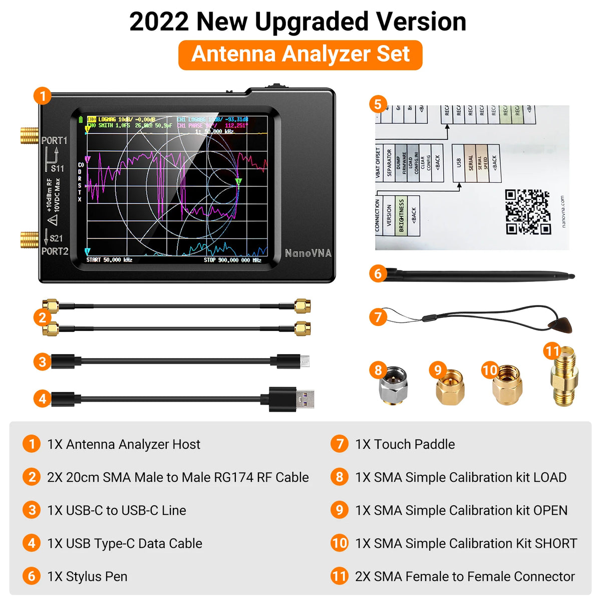 NanoVNA-H Vector Network Antenna Analyzer 10kHz to 1.5GHz with SD Card