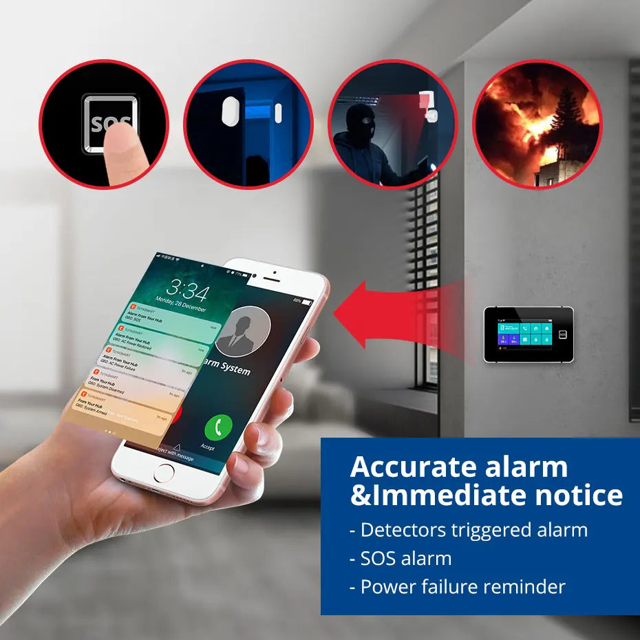 KERUI G60B Tuya Alarm Panel Temperature and Humidity WIFI GSM Alarm System for Home Security DIY Alarm Kit with Motion Sensors - Home Smart Direct