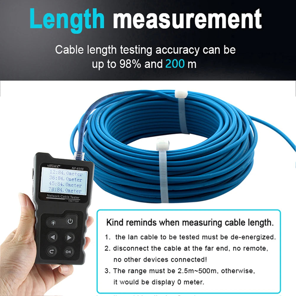 NOYAFA NF-8209 Cable Tester Wire Length Measure LAN POE Checker