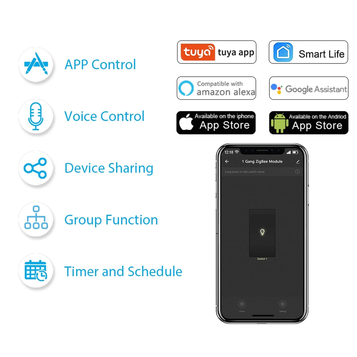 Tuya Smart  ZigBee 3.0 Relay 16A DIY Module for Light and Device ON OFF App Remote Control Timer Support Google Home Alexa MQTT - Home Smart Direct