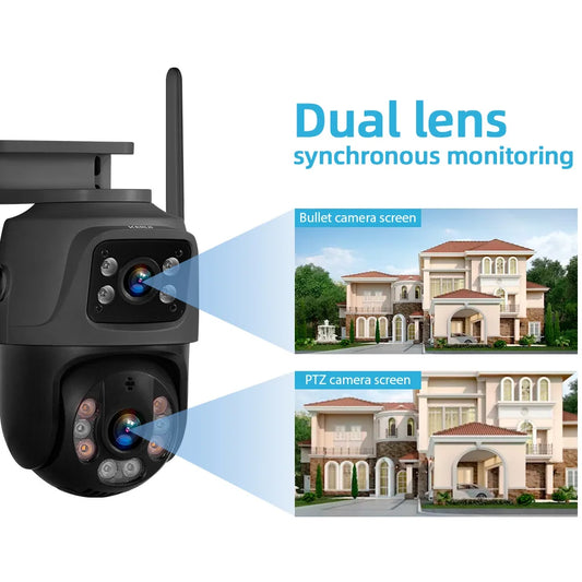 KERUI 6MP HD PTZ WiFi IP Camera Outdoor Wireless Dual Lens Camera Onvif Home Security Surveillance CCTV Video Human Detect Icsee - Home Smart Direct