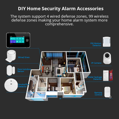 KERUI 4G/2G+WiFi Home Alarm with 4.3-inch Touch Screen Smart Life Products Home Burglar Alarm with Wireless Motion Sensor - Home Smart Direct