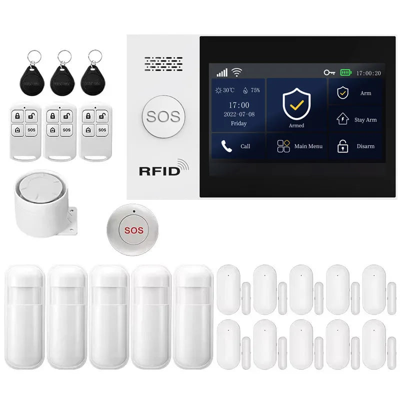 PGST WiFi 4G Tuya Smart Life Home Alarm Security System Kit Alexa Home Automation Alarm Security Protection Door Motion Sensor - Home Smart Direct