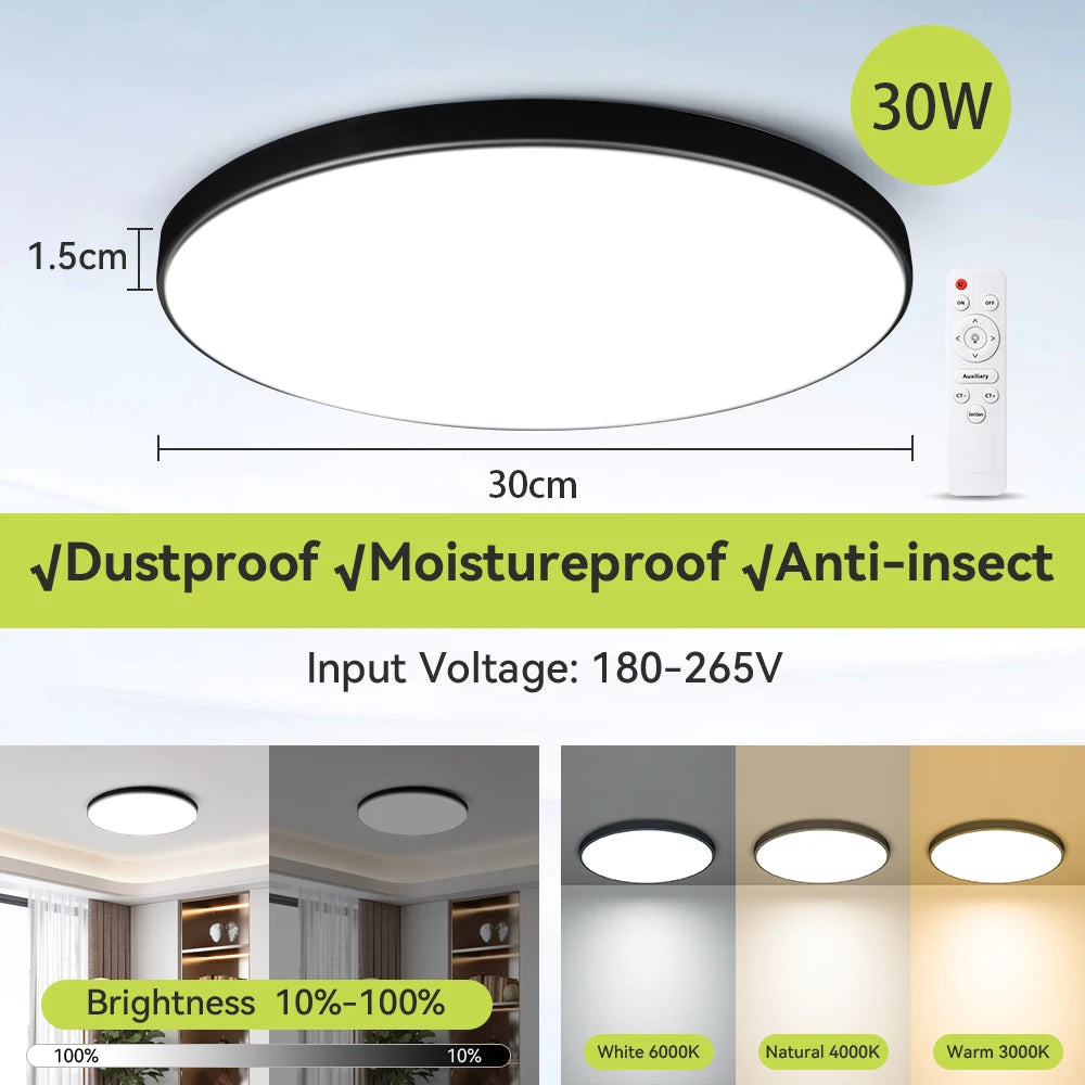 Dimmable LED Flush Mount Ceiling Light with Remote - Home Smart Direct