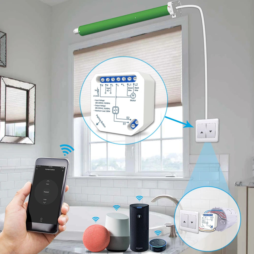 Smart Curtain Module Switch with WiFi Remote Control - Home Smart Direct